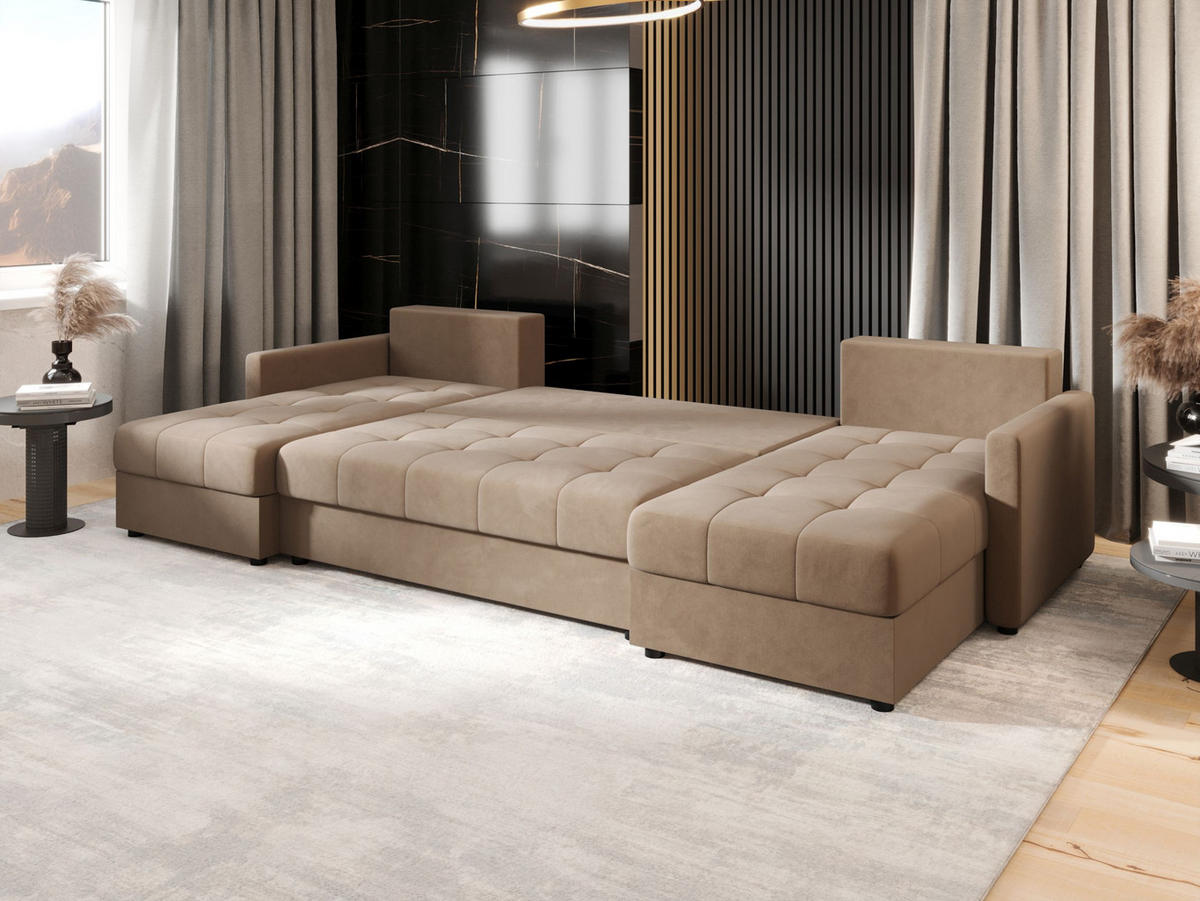 ECKSOFA MOS U BIS Itaka 48 mit Schlaffunktion - Braun, Textil (285/85/140cm) - Bedante