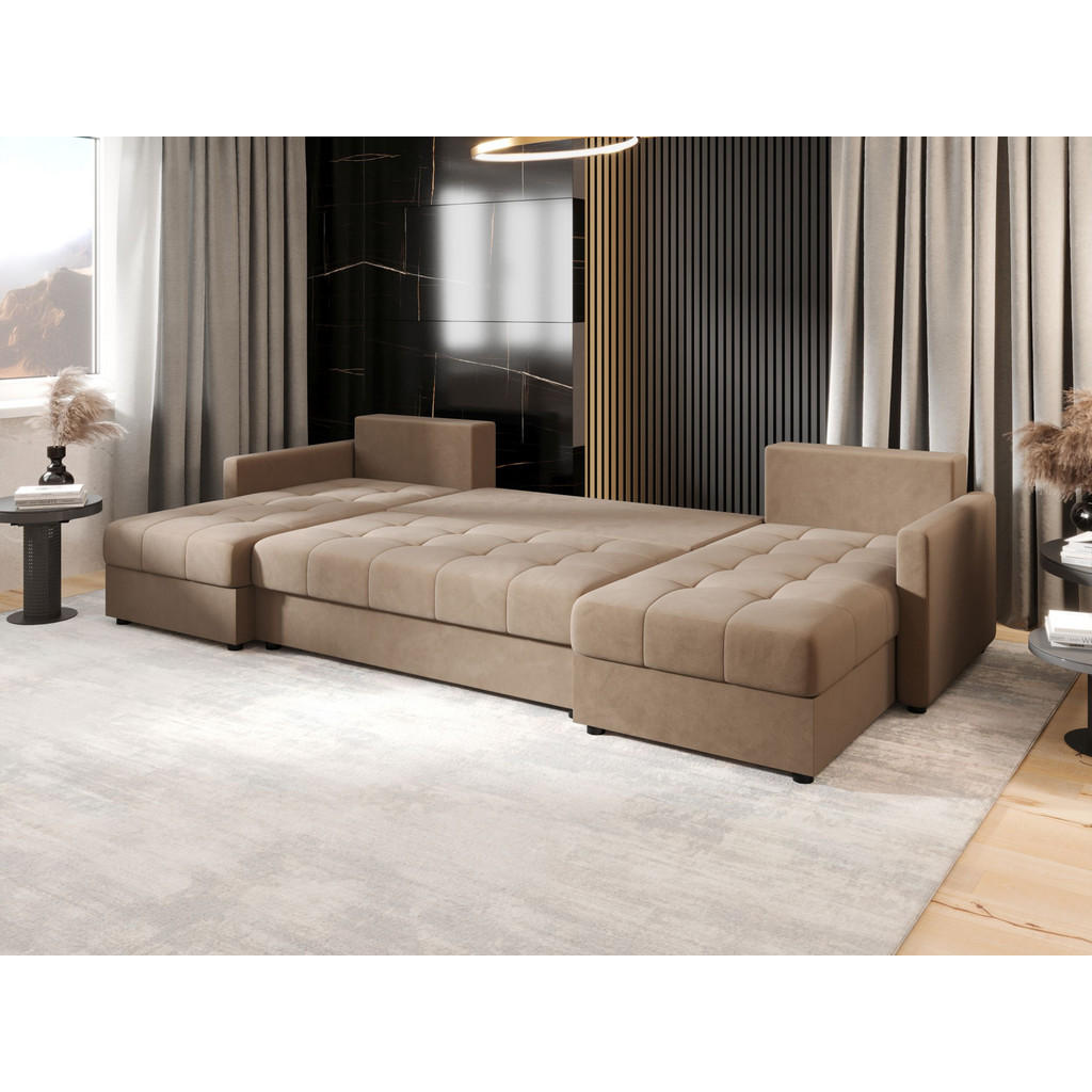 Thumbnail - Bedante Ecksofa, Braun, Textil, 285x85x140 cm, Wohnzimmer, Sofas & Couches, Wohnlandschaften, Wohnlandschaften in U-Form
