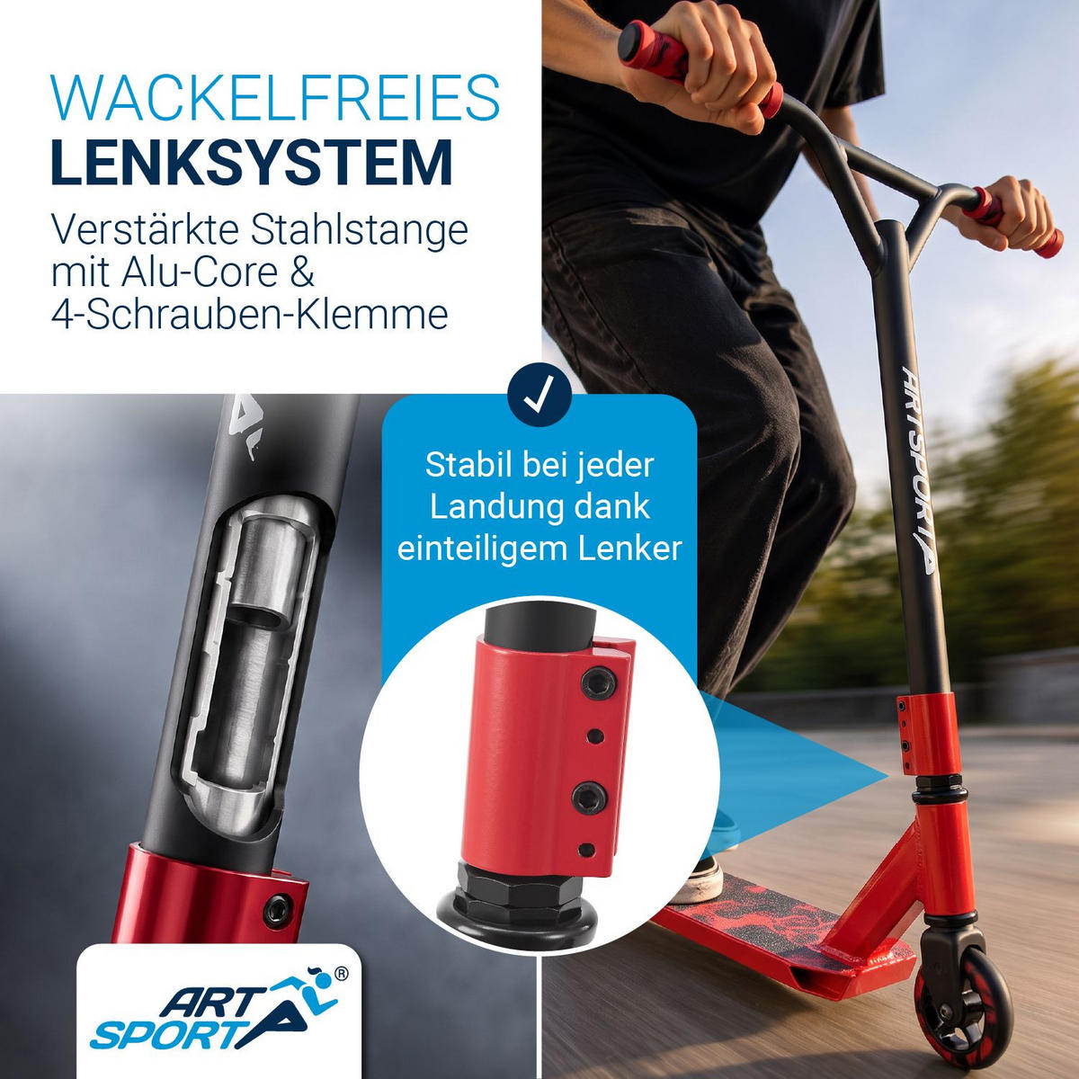 STUNTSCOOTER Red Smoke - Rot, Metall (66/47/84cm) - Artsport