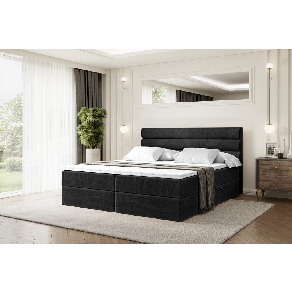 Thumbnail - Altdecor Boxbett, Schwarz, Holzwerkstoff, Höhe ca. 20 cm, 140x200 cm, Schlafzimmer, Betten, Boxspringbetten