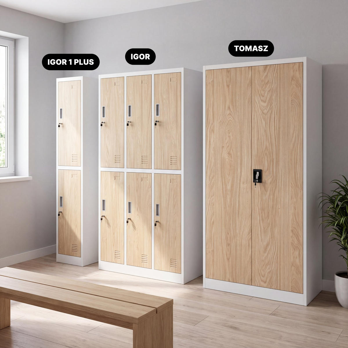 ARBEITSSCHUTZ-KLEIDERSCHRANK IGOR 1 Plus 185 × 32 × 45 cm - Sonoma Eiche, Metall (32/185/45cm) - Jan Nowak