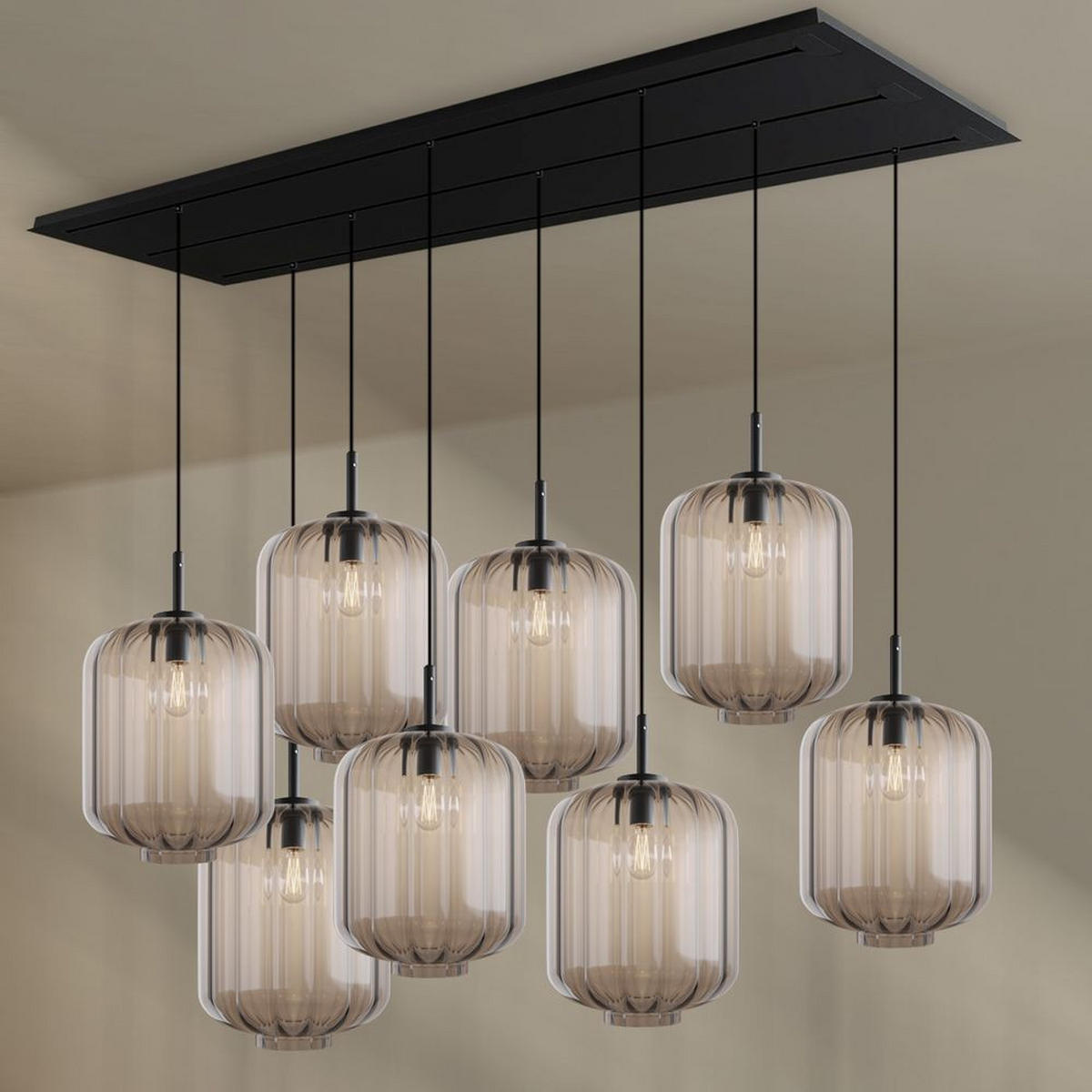 HÄNGELEUCHTE Velo 8-flammig Klar Ø 25cm - Klar/Schwarz, Glas (25/25/27cm) - s.luce