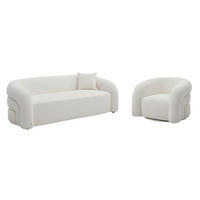 SOFAGARNITUR ohne Schlaffunktion - 4 -Sitzer - Polyester - weiß - LAPIOTA - Weiß, Textil (220/75/91cm) - Vente-Unique