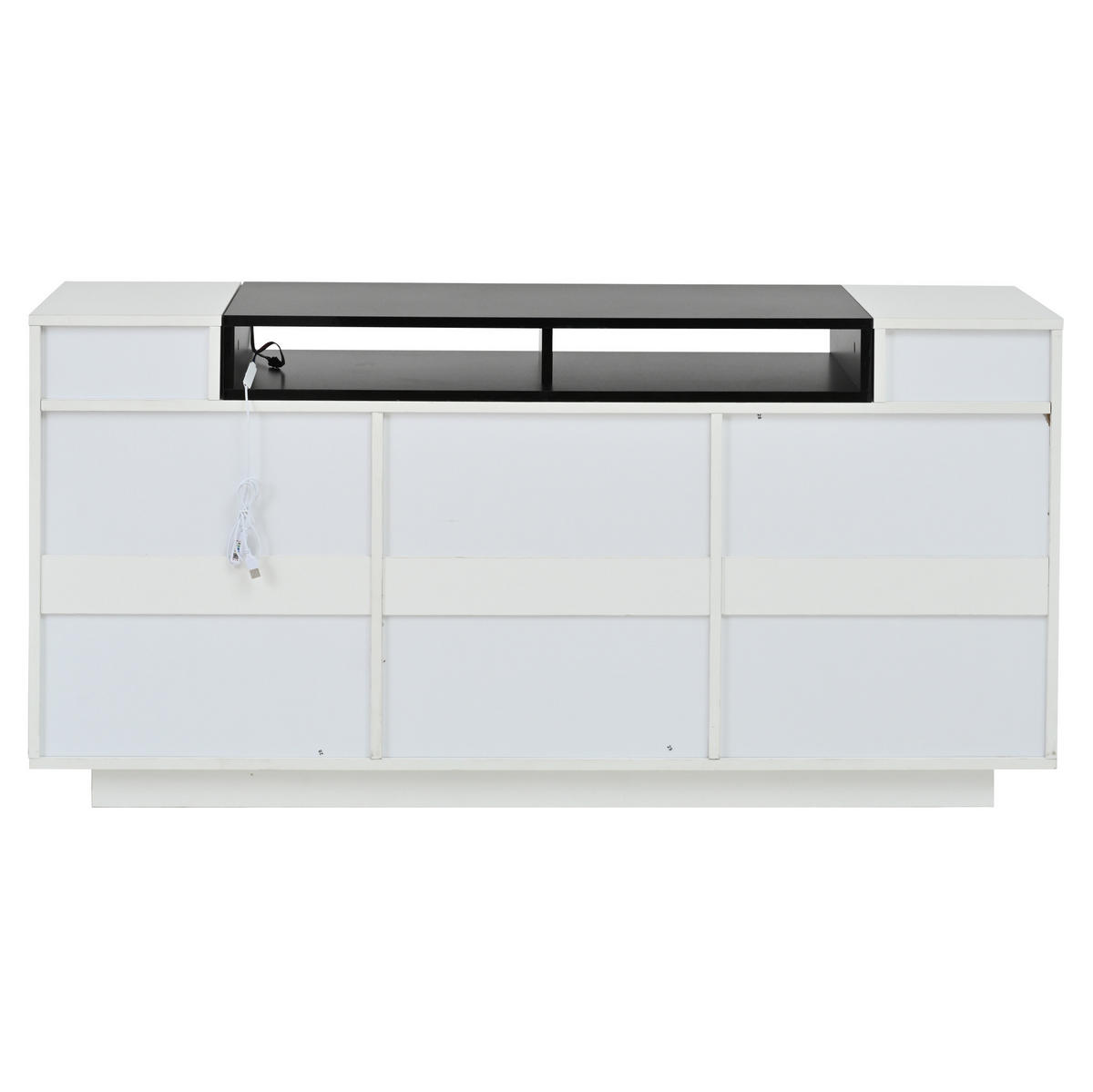 SIDEBOARD 140/40/68 cm Weiß/Schwarz mit 2 Türen und 3 Schubladen - Weiß, Holzwerkstoff (140/68/40cm) - OKWISH