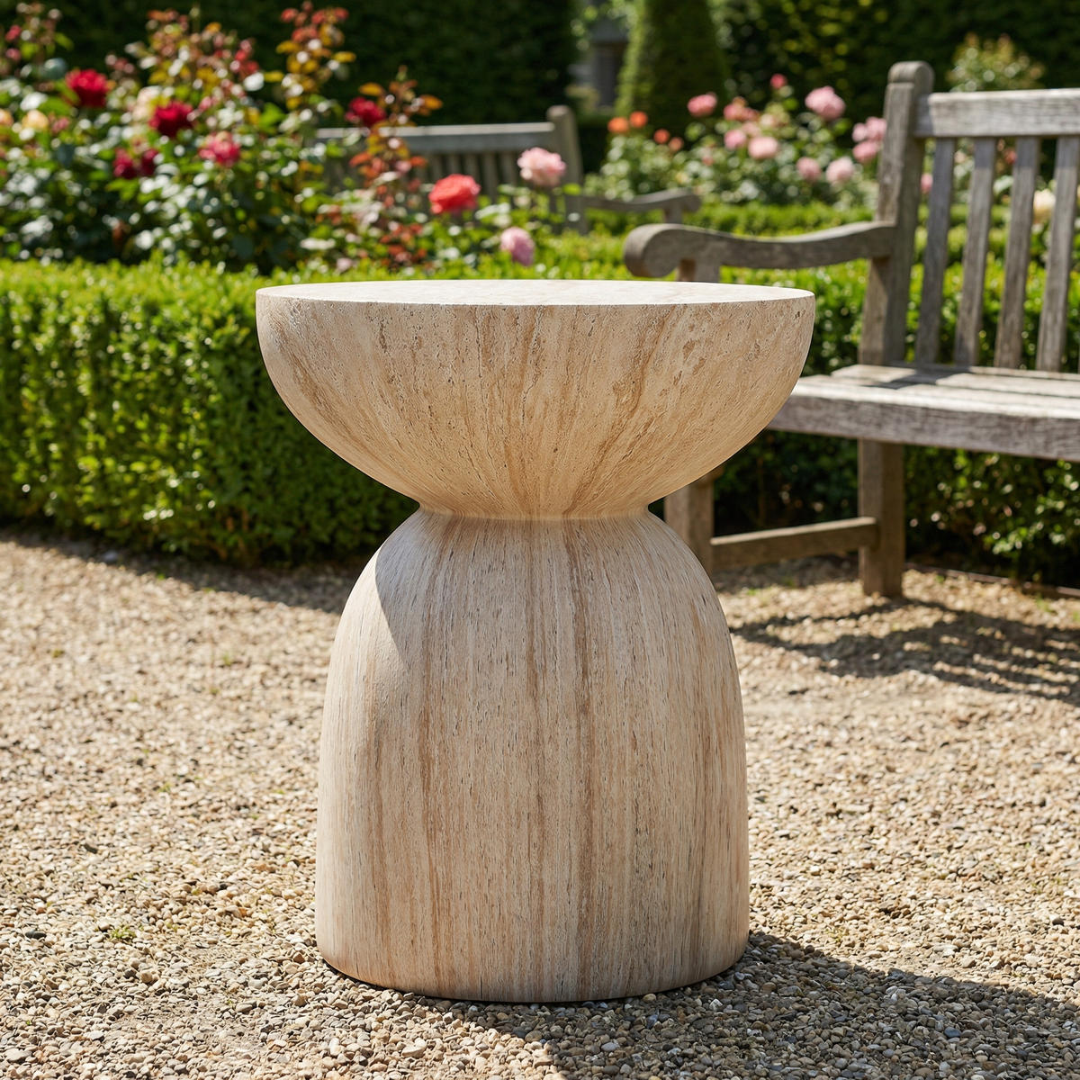 BEISTELLTISCH, Outdoor, MgO, Travertinoptik - Beige, Naturmaterialien (45/45/52.5cm) - FLIEKS