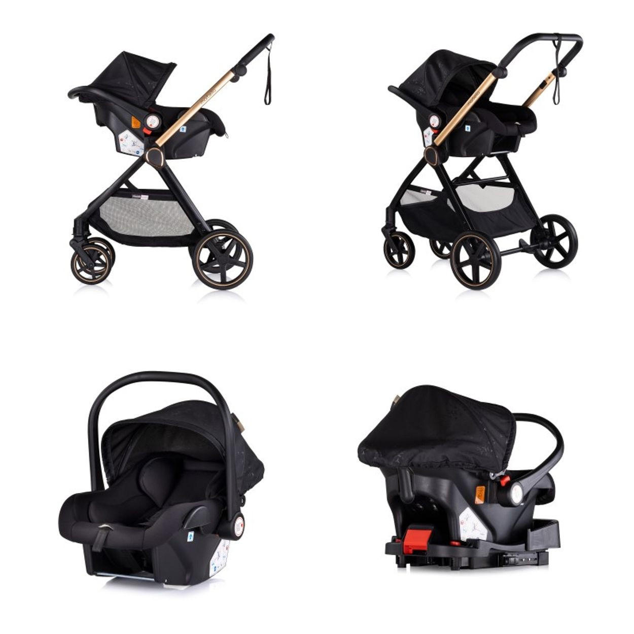 Thumbnail - Chipolino Kombikinderwagen, Schwarz, Metall, 63x108x90 cm, unisex, Federung, Baby on Tour, Kinderwagen & Buggys, Kombiki...
