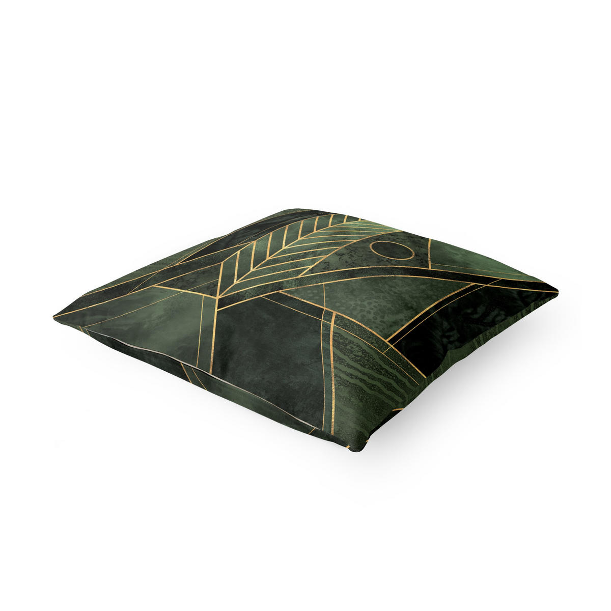 DEKOKISSEN Geometrische Formen Smaragd Gold 40/40 cm - Grün, Textil (40/40/10cm) - Bilderwelten