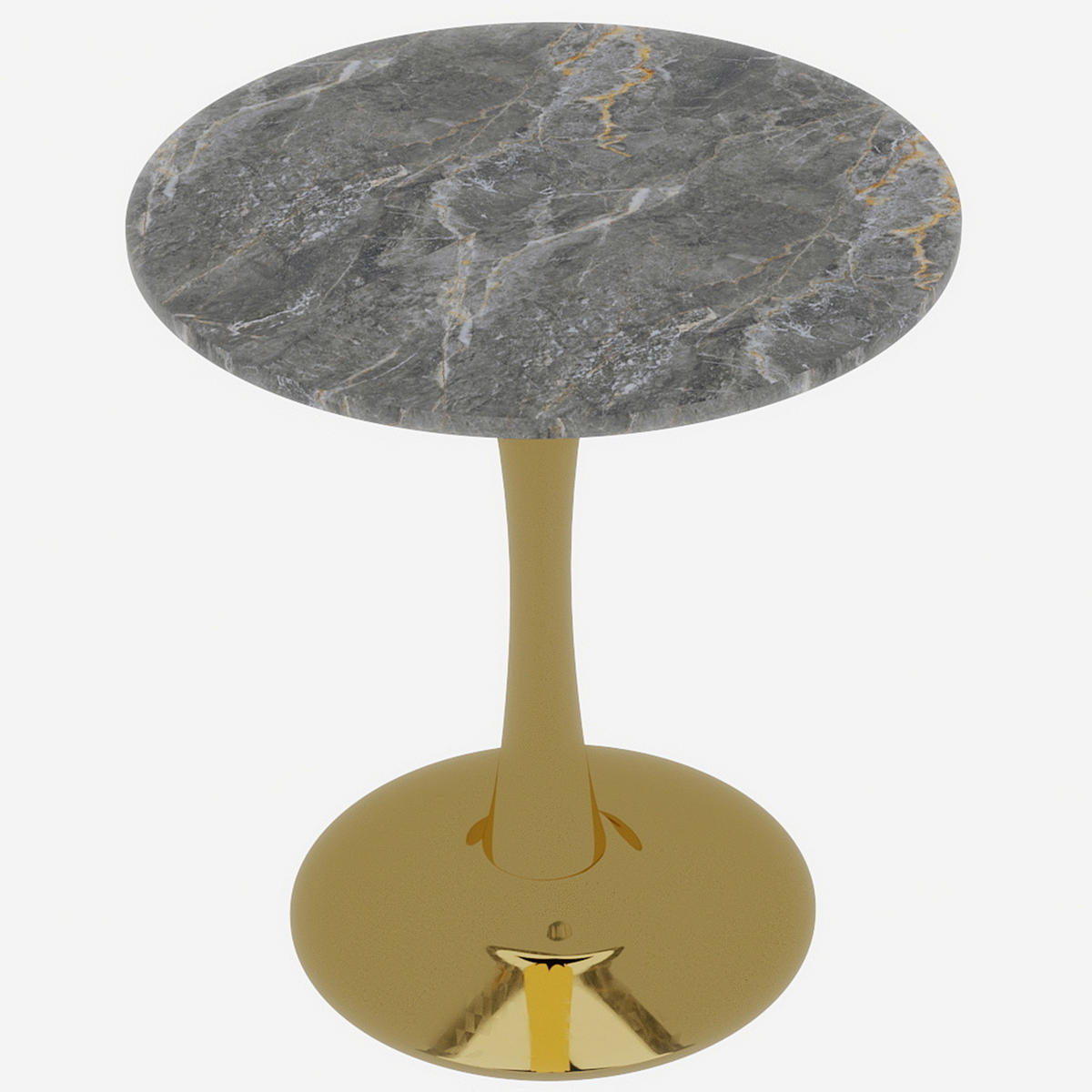COUCHTISCH aus Kunstmarmor 70x70x72 cm Gold im modernen, runden Design - Goldfarben, Stein (70/70/72cm) - IVMEU