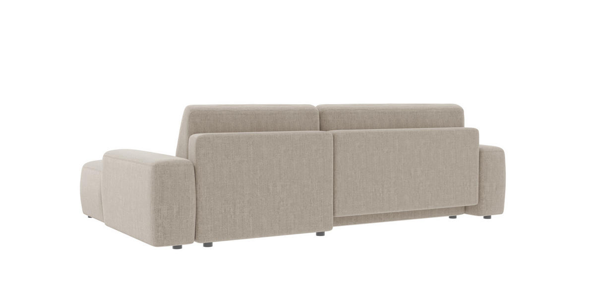 ECKSOFA Lopez Beige Samt-Stoff - Beige/Schwarz, Holz/Kunststoff (264/162cm) - S-Style Möbel