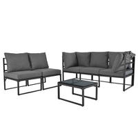 GARTENLOUNGE-SET mit Stuhl,Oberes Sonnensofa&Tisch,Gartenmöbelset mit Markise&Kissen - Grau, Textil/Metall - STILVORA