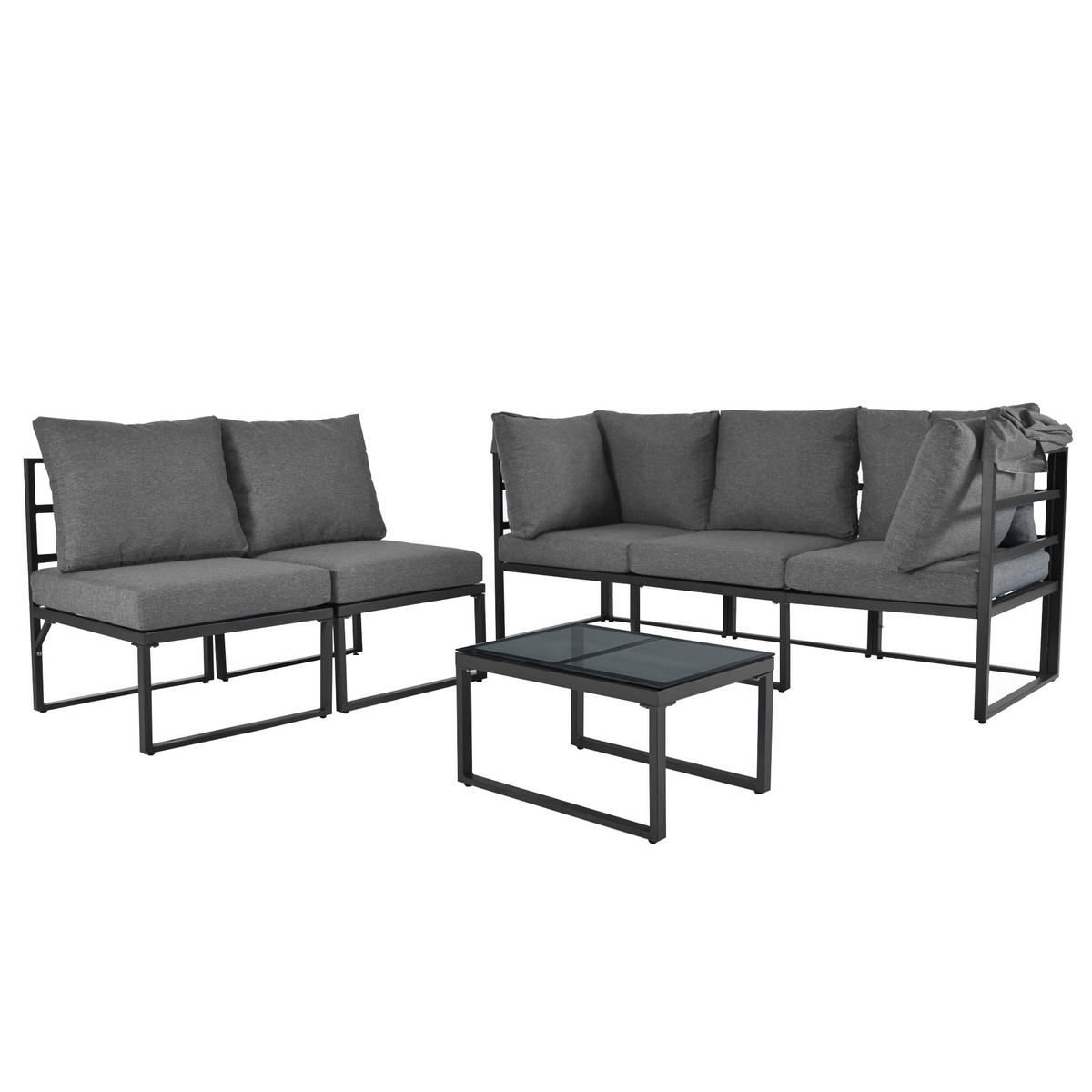 GARTENLOUNGESSET Outdoor 4-tlg. Grau - Grau, Metall - ComfortXL