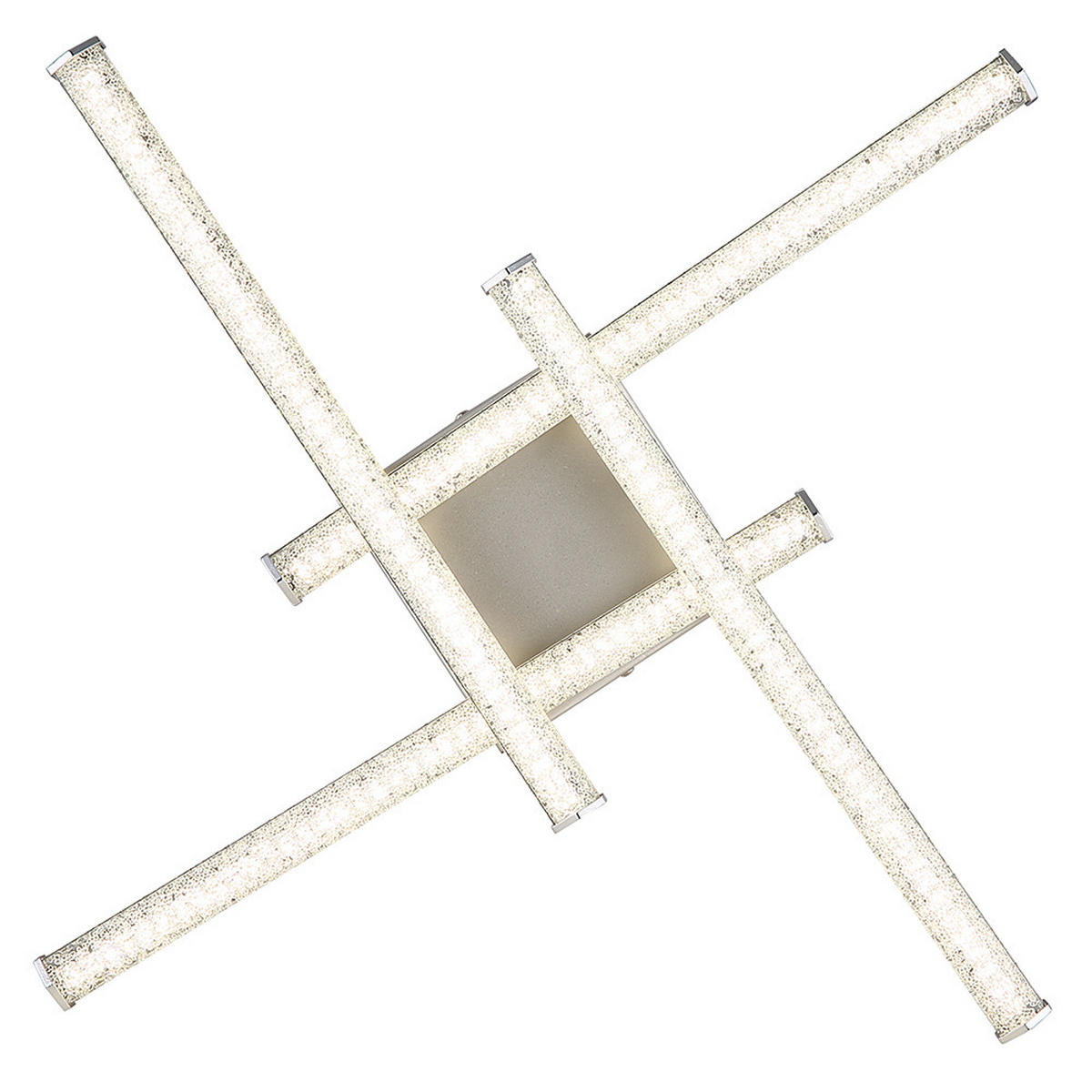 DECKENLEUCHTE KIRINA, Chrom, Nickel-matt, Kristalle, LED - Silberfarben, Kunststoff (50/8.8/50cm) - Globo Lighting