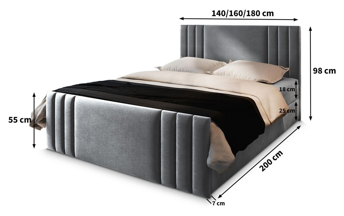 BOXBETT KANES 160x200 cm mit Matratze und Topper - Beige - Beige, Holz (160/200cm) - MASSENO