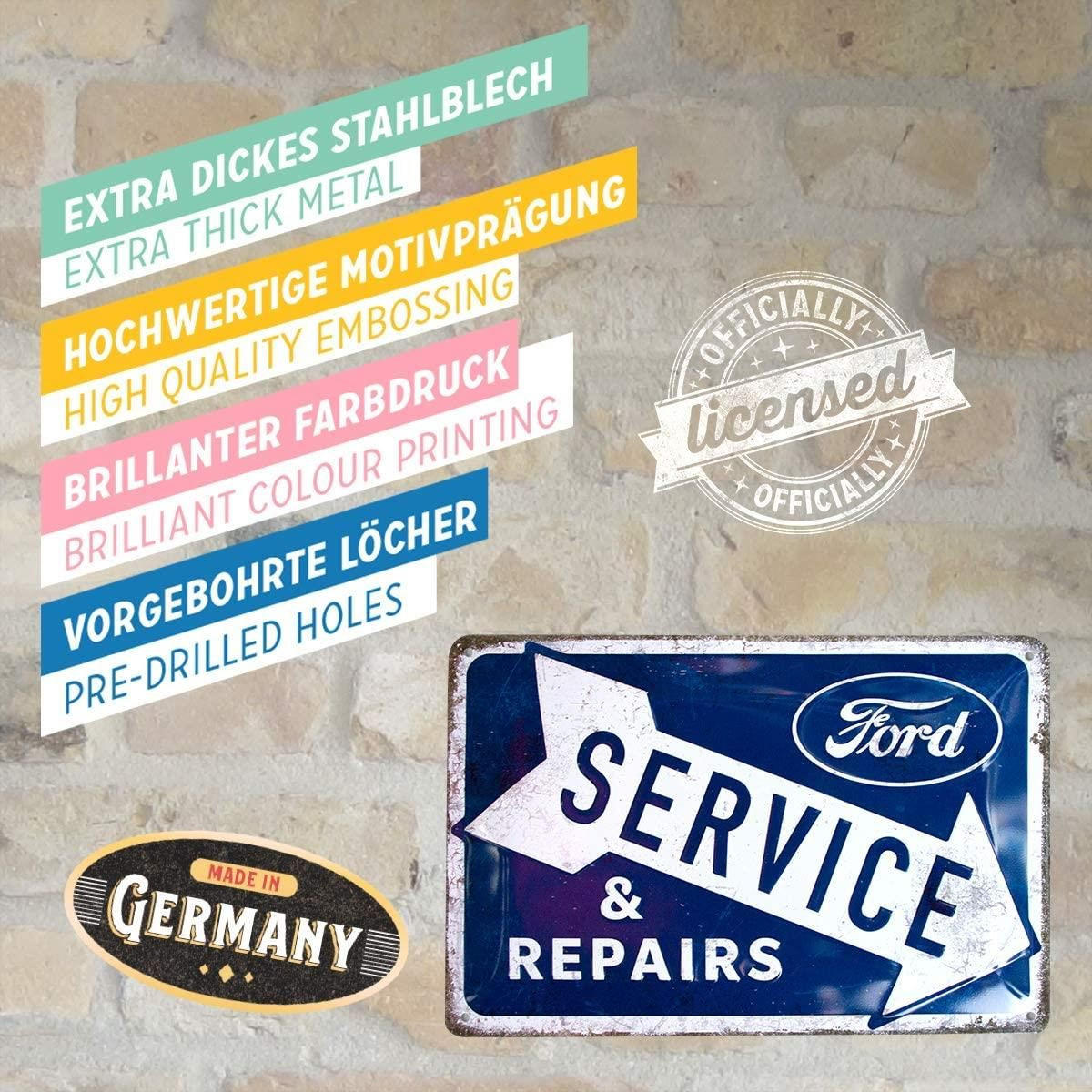 BLECHSCHILD 20/30 cm Ford Service & Repairs - Multicolor, Metall (30/20/0.2cm) - Nostalgic-Art