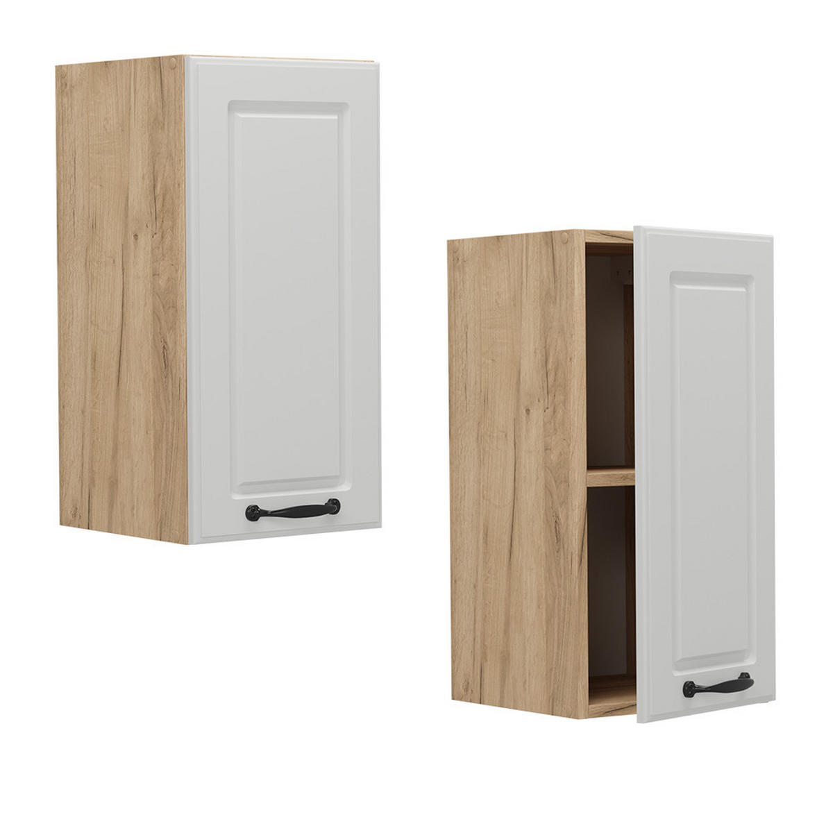 HÄNGESCHRANK R-Line Weiß Landhaus 30 cm - Honigeiche/Eiche Wotan, Holzwerkstoff (30/60/31cm) - Vicco