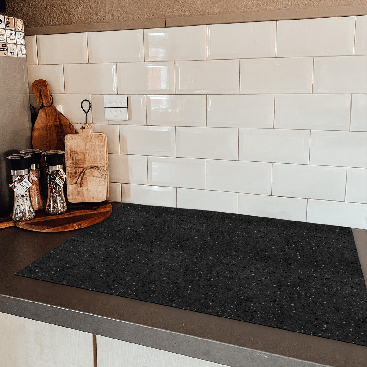 HERDABDECKPLATTE Granit - Schwarz - Grau Ceranfeldabdeckung 80x52 cm - Anthrazit, Kunststoff (80/52/0.2cm) - MuchoWow