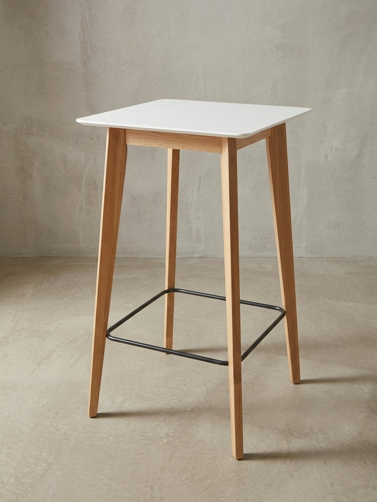 BARTISCH – Skandinavisch, Eichenbeine, quadratisch, 50 kg Belastbarkeit - Weiß/Braun, Eichenholz/Holz (60/60/110cm) - KADIMA DESIGN