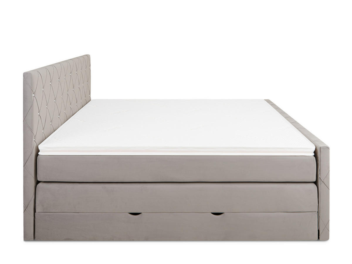 BOXSPRINGBETT Dubai Grau 160 /200 cm H3/H4 Samt - Grau, Textil (160/200cm) - wonello