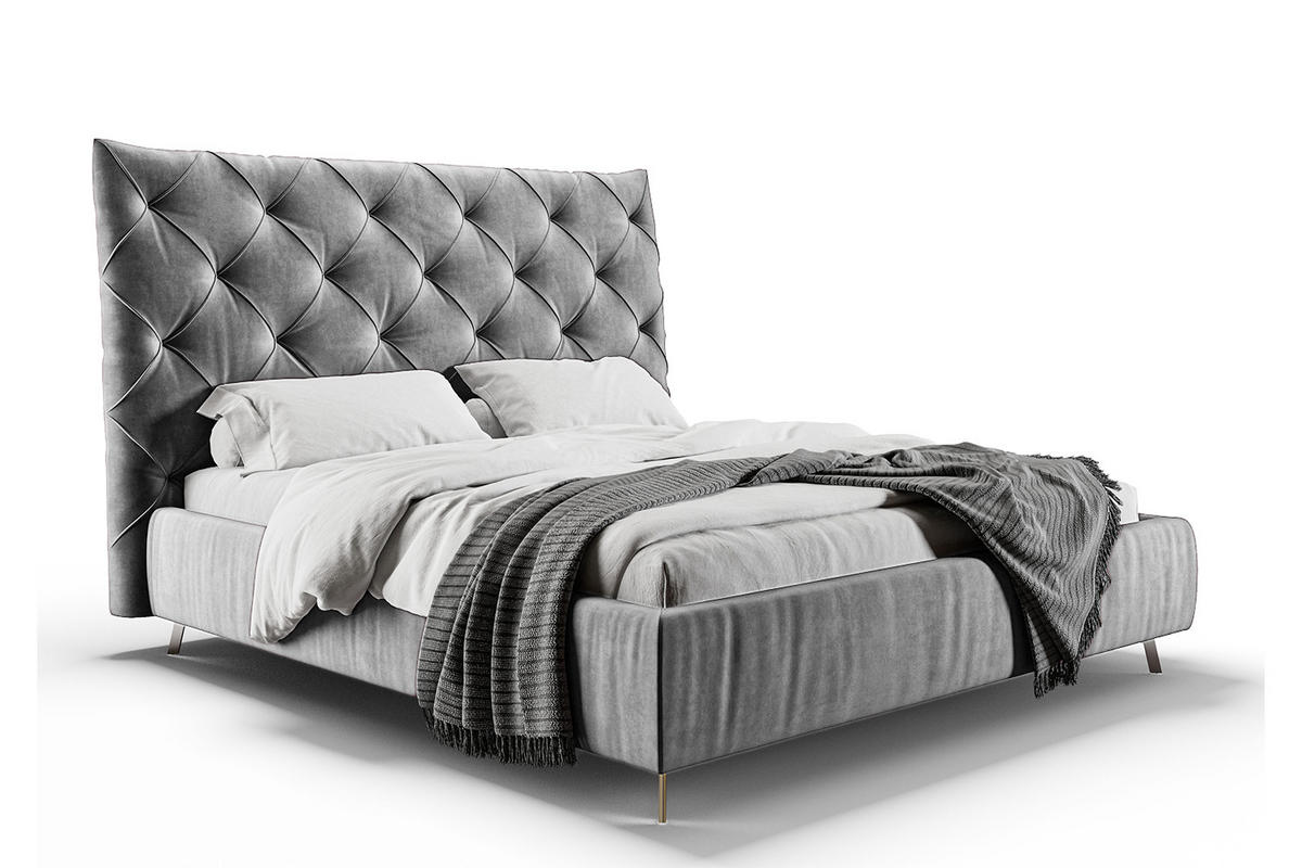 POLSTERBETT ANNY Silber Massivholz - Silberfarben, Textil (140/200cm) - KAWOLA