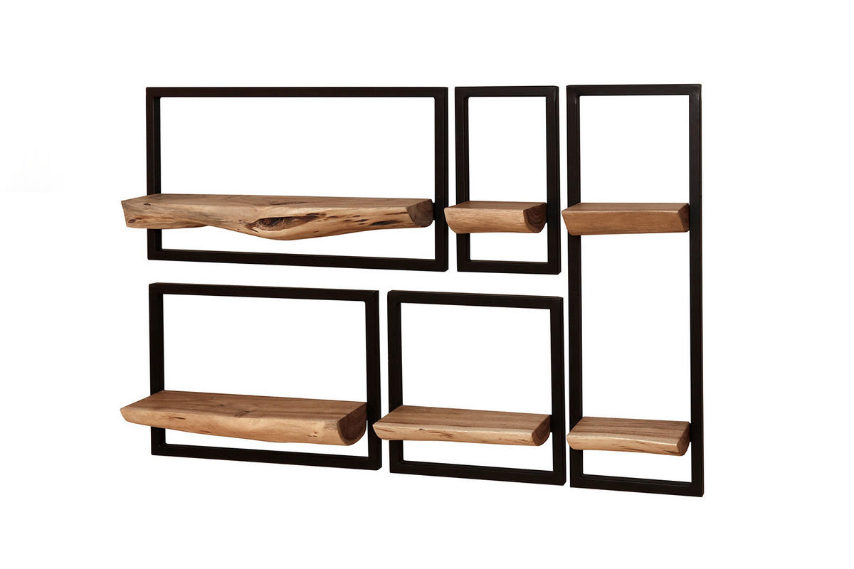WANDREGAL ERGEA 5ER SET Holz Akazie - Naturfarben, Holz (25/75/15cm) - KAWOLA