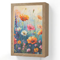 NÁSTĚNNÁ LAMPA Květiny - Příroda - Akvarel - Umění 20x30 cm - různobarevná, kompozitní dřevo (20/30/8cm) - OnlyWow