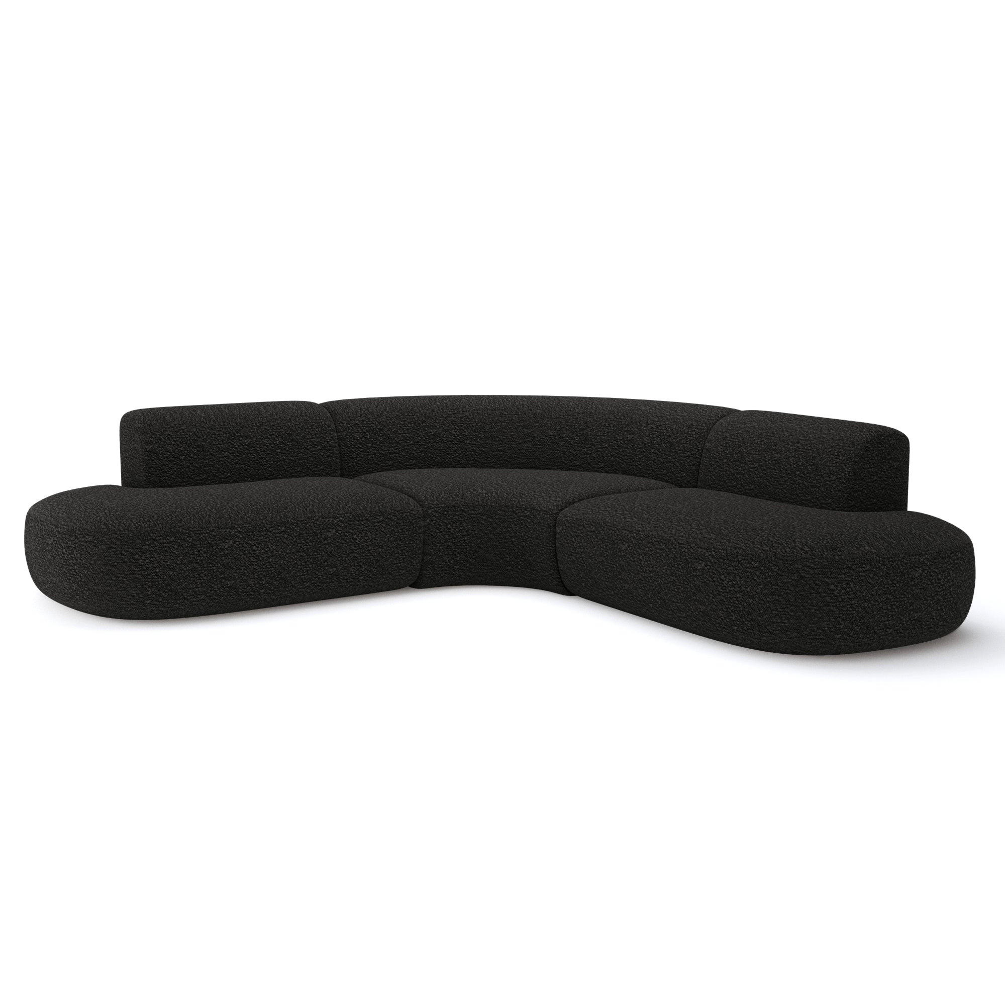 ECKSOFA WONDER Frottee Schwarz 90cm - Schwarz, Textil (90/250cm) - Premium Interiors