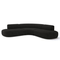 ECKSOFA WONDER Frottee Schwarz 90cm - Schwarz, Textil (90/250cm) - Premium Interiors
