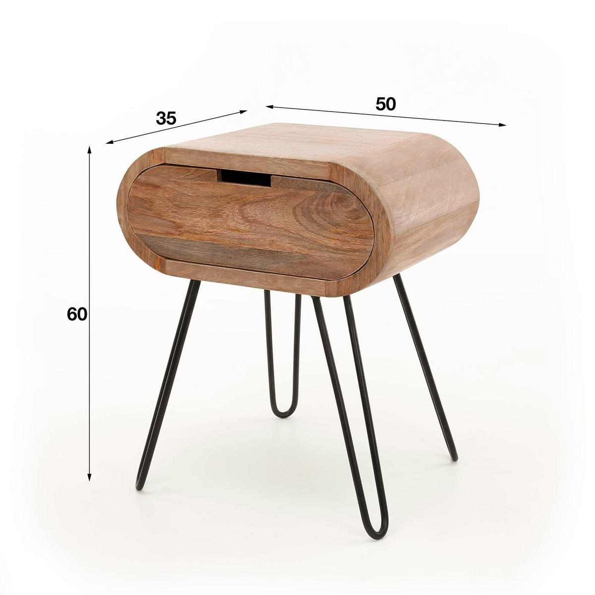 NACHTTISCH Fass Braun 50/35/60 cm - Braun, Holz (35/60/50cm) - Hoyz Collection