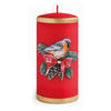 KERZE Wintervogel Rot 7/7/17.5 cm Naturmaterial - Rot, Naturmaterialien (17.5cm) - Mondex