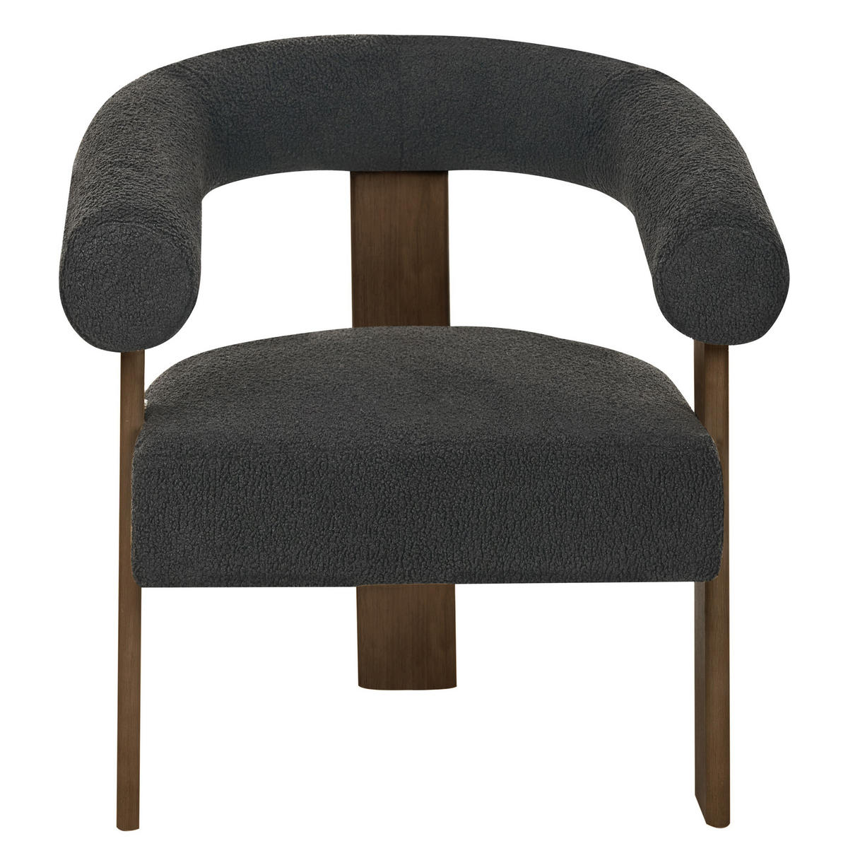 SESSEL Bouclé Schwarz/Dunkelbraun Ilbro - Schwarz, Textil (77/76/68cm) - Beliani