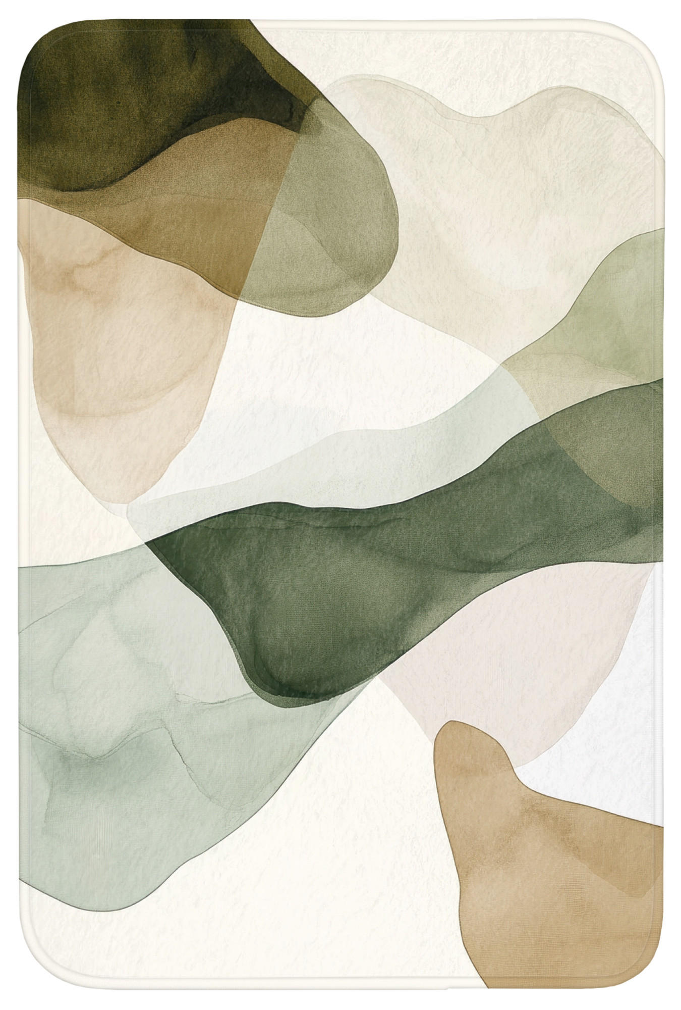 BADEMATTE Japandi - Abstrakt - Grün Rutschfest 60x90 cm - Grün, Kunststoff/Textil (60/90cm) - OnlyWow