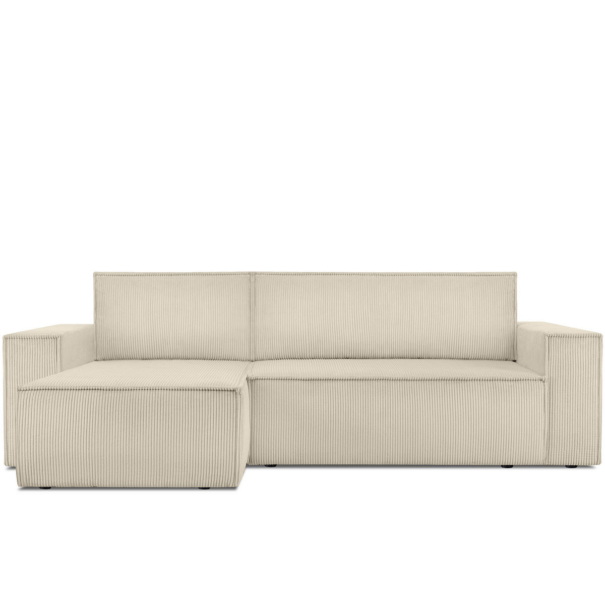 ECKSOFA-LINKS/RECHTS NAPI Schlaffunktion mit Cordbezug, cremig - Creme/Schwarz, Textil (262/148cm) - KONSIMO®