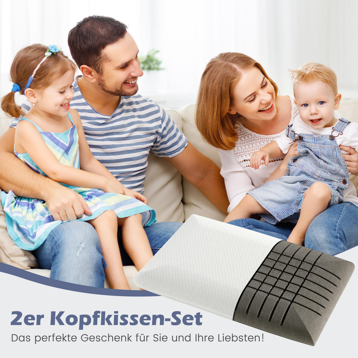 KOPFKISSEN 2er-Set Weiß - Weiß, Textil (40/60cm) - COSTWAY