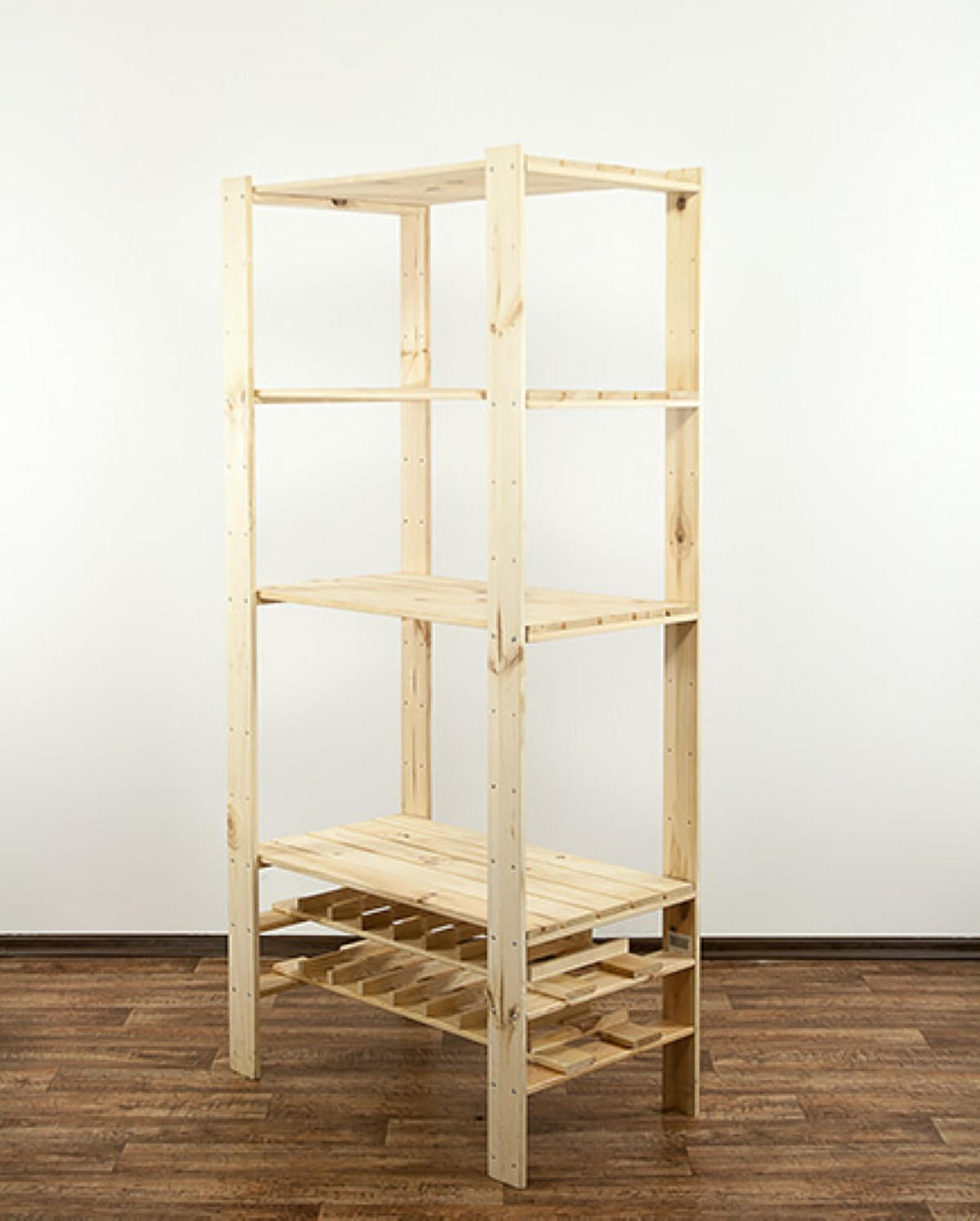 HOLZREGAL WOODLAND 166x80x50cm 4 Fachboden + 2 Flaschenebenen Kiefernholz Natur - Naturfarben, Holz (80/166/50cm) - PROREGAL