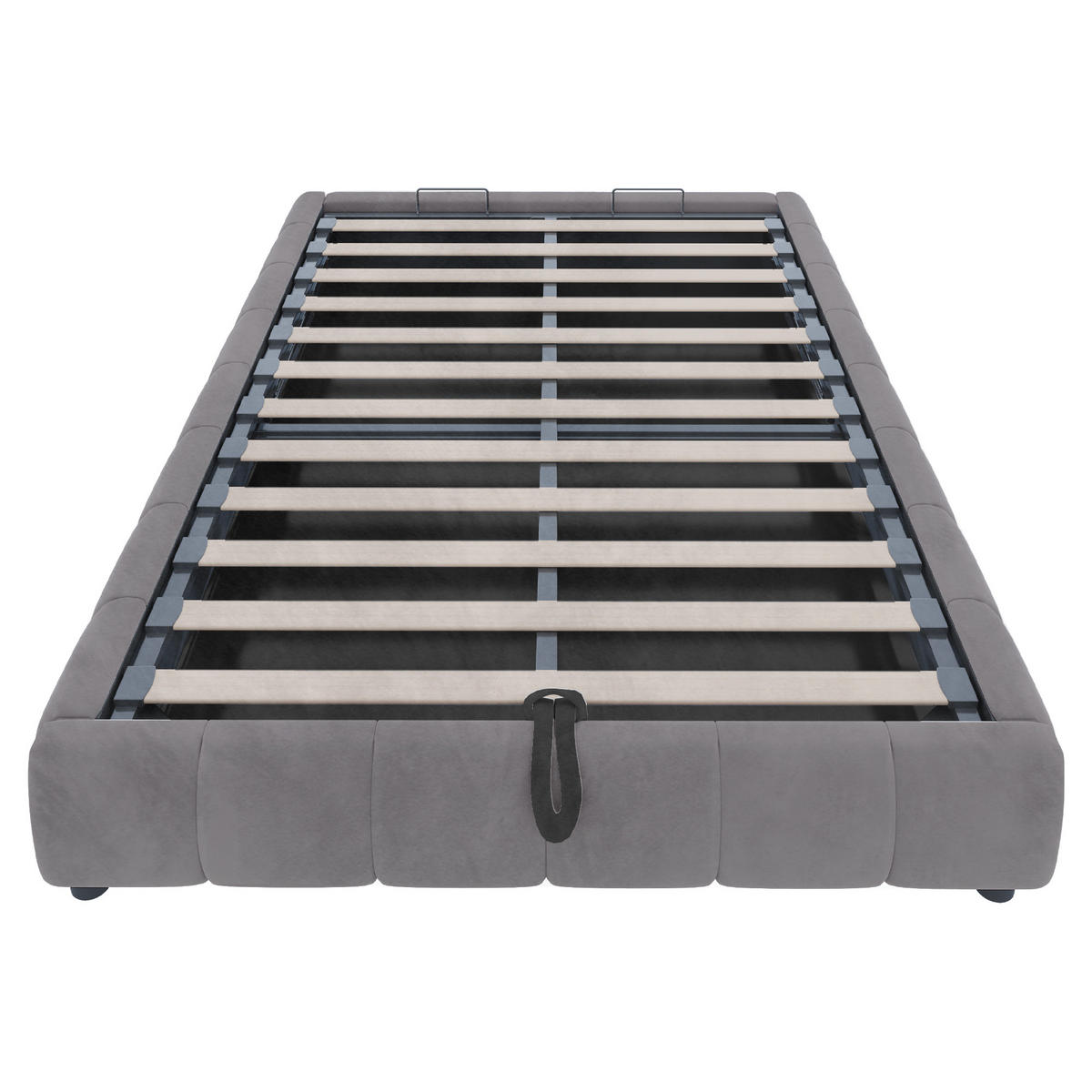 POLSTERBETT 140/200 cm grau mit LED-Beleuchtung und hydraulischem Stauraum - Grau, Textil (140/200cm) - OKWISH