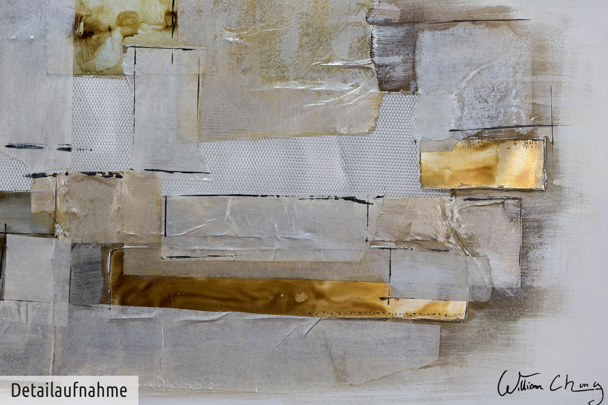 ACRYLBILD HANDGEMALT 120/60 cm - Weiß/Braun, Holz/Textil (120/60cm) - KUNSTLOFT