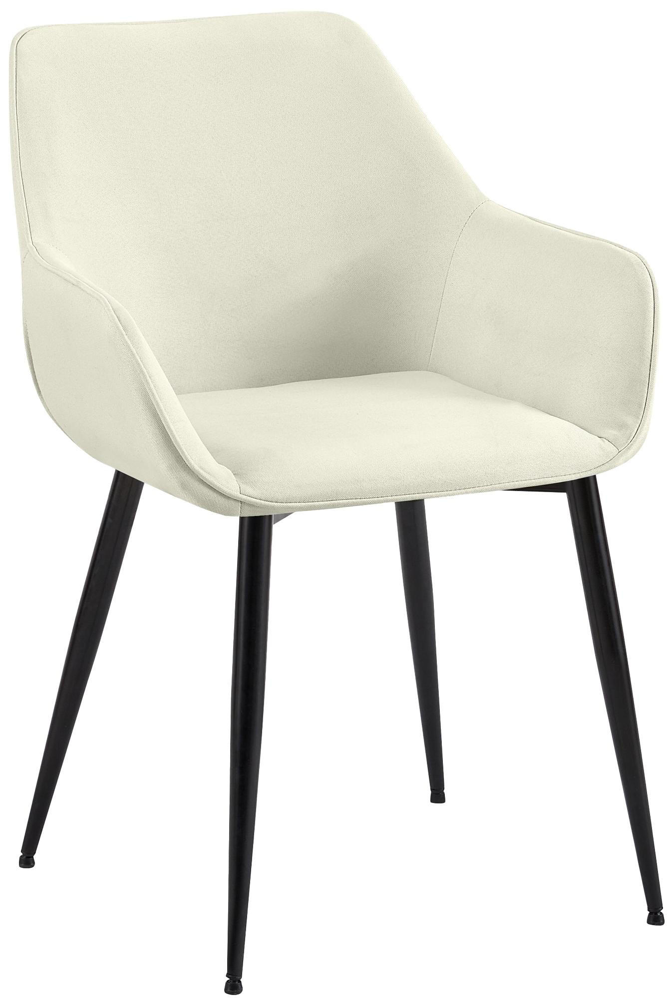 ARMLEHNENSTUHL Stoff Creme - Creme/Schwarz, Textil/Metall (52/82/63cm) - CLP