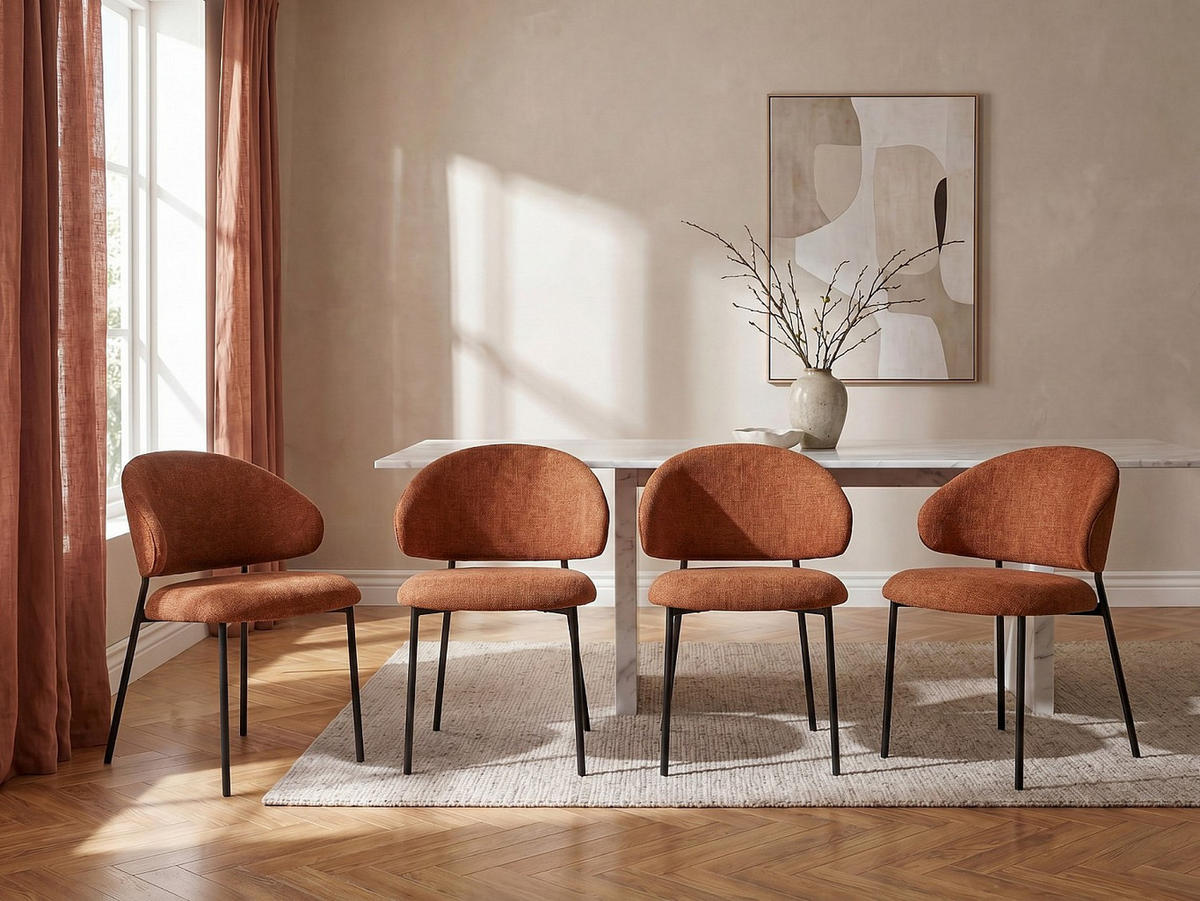 STUHL - 51 cm x 54.5 cm - Stoff - Terracotta VOSINIA - Terracotta, Textil (51/75/54.5cm) - Vente-Unique