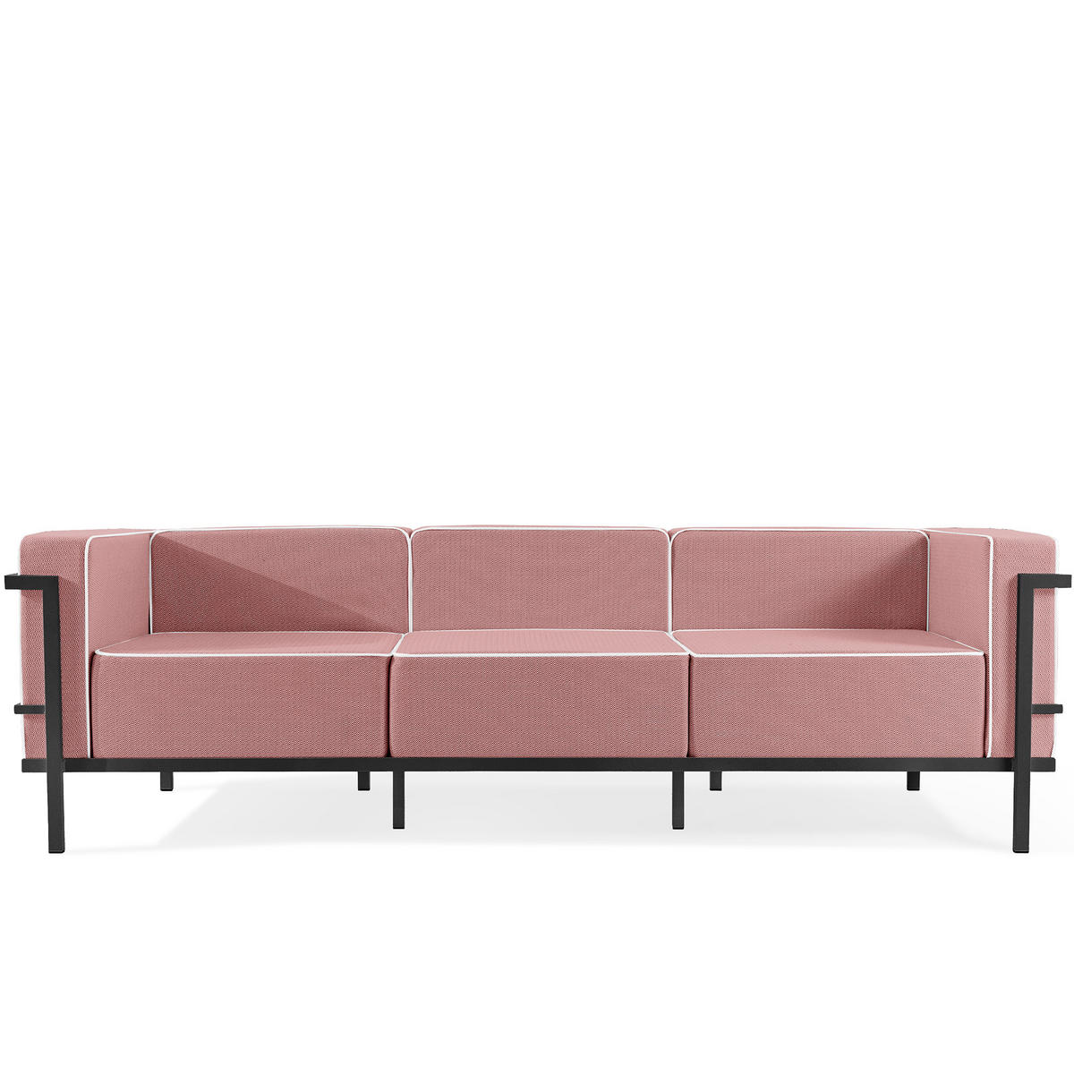 GARTENLOUNGE-SET TRIGLO 1x Tisch, 2x Sessel, 1x Sofa 3-Sitzer, 4-tlg., Modern, Dunkelgrau - Dunkelgrau/Rot, Glas/Textil - KONSIMO®