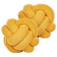 DEKOKISSEN 2er-Set Senfgelb 19/19 cm Malni - Dunkelgelb, Textil (19/19cm) - Beliani