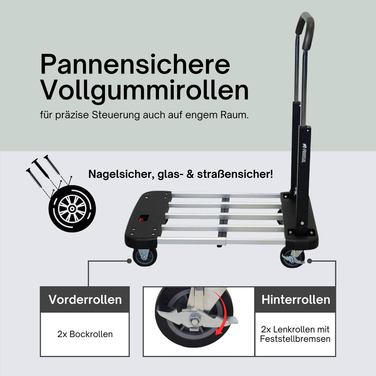 TRANSPORTWAGEN Taurus klappbar 150 97x46x76cm Traglast 150kg - Silberfarben, Metall (76/46/97cm) - PROREGAL