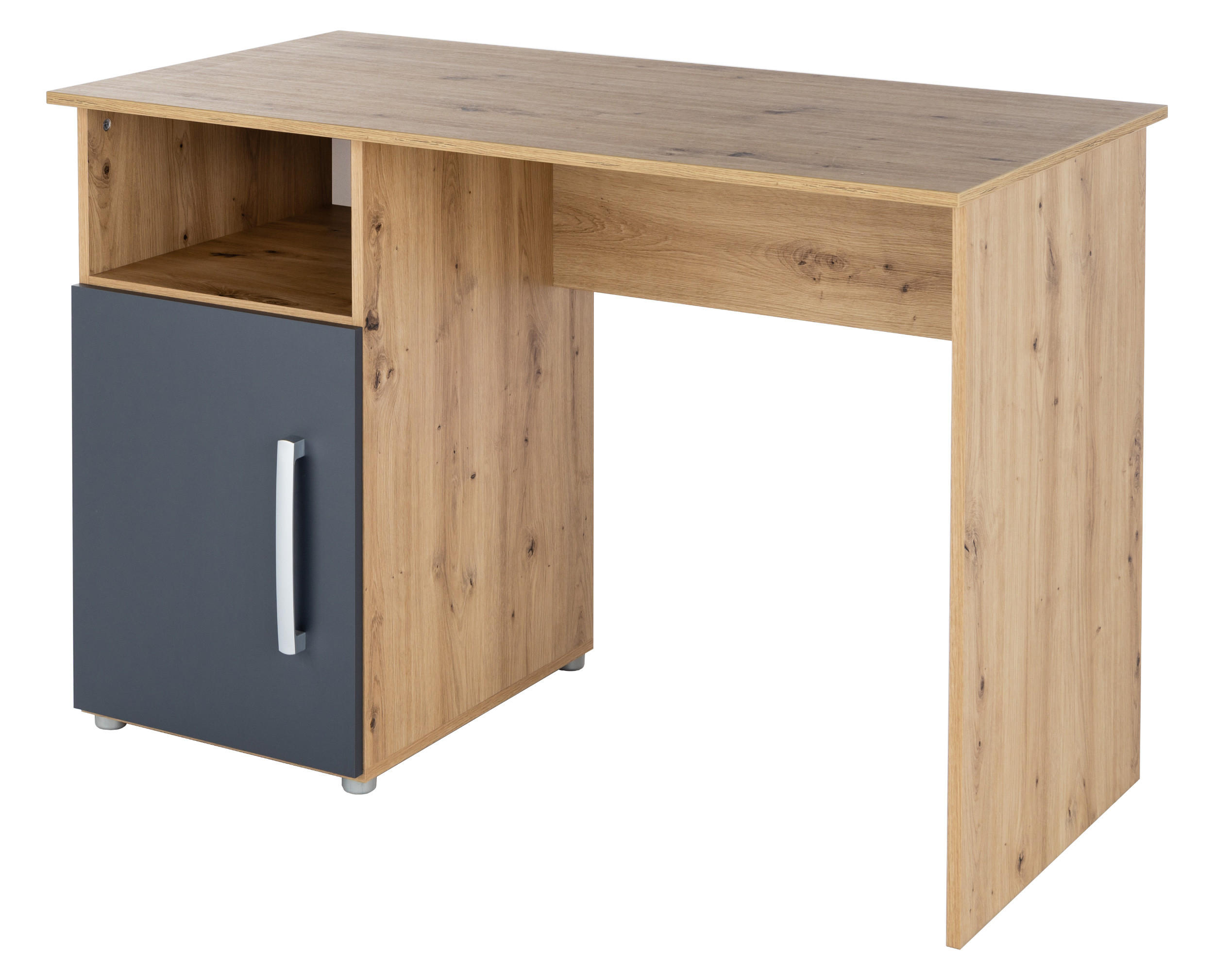 SCHREIBTISCH Alessio 115/77/60 cm mit Drehtür - Anthrazit/Silberfarben, Holzwerkstoff/Kunststoff (115/77/60cm) - arthur berndt