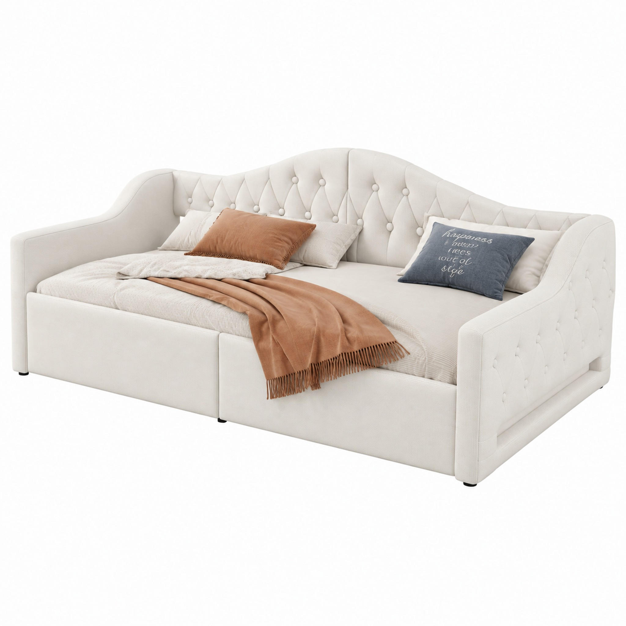 TAGESBETT mit Stauraum und LED 90x200 cm Beige - Beige, Holz (90/200cm) - Meubliv