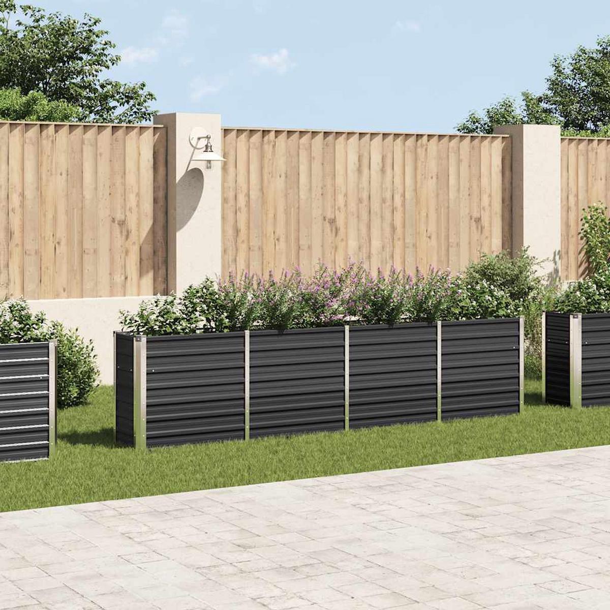 HOCHBEET für Garten OSKAR Anthrazit 320x40x77 cm Metall - Anthrazit, Metall (320/77/40cm) - DELUKE