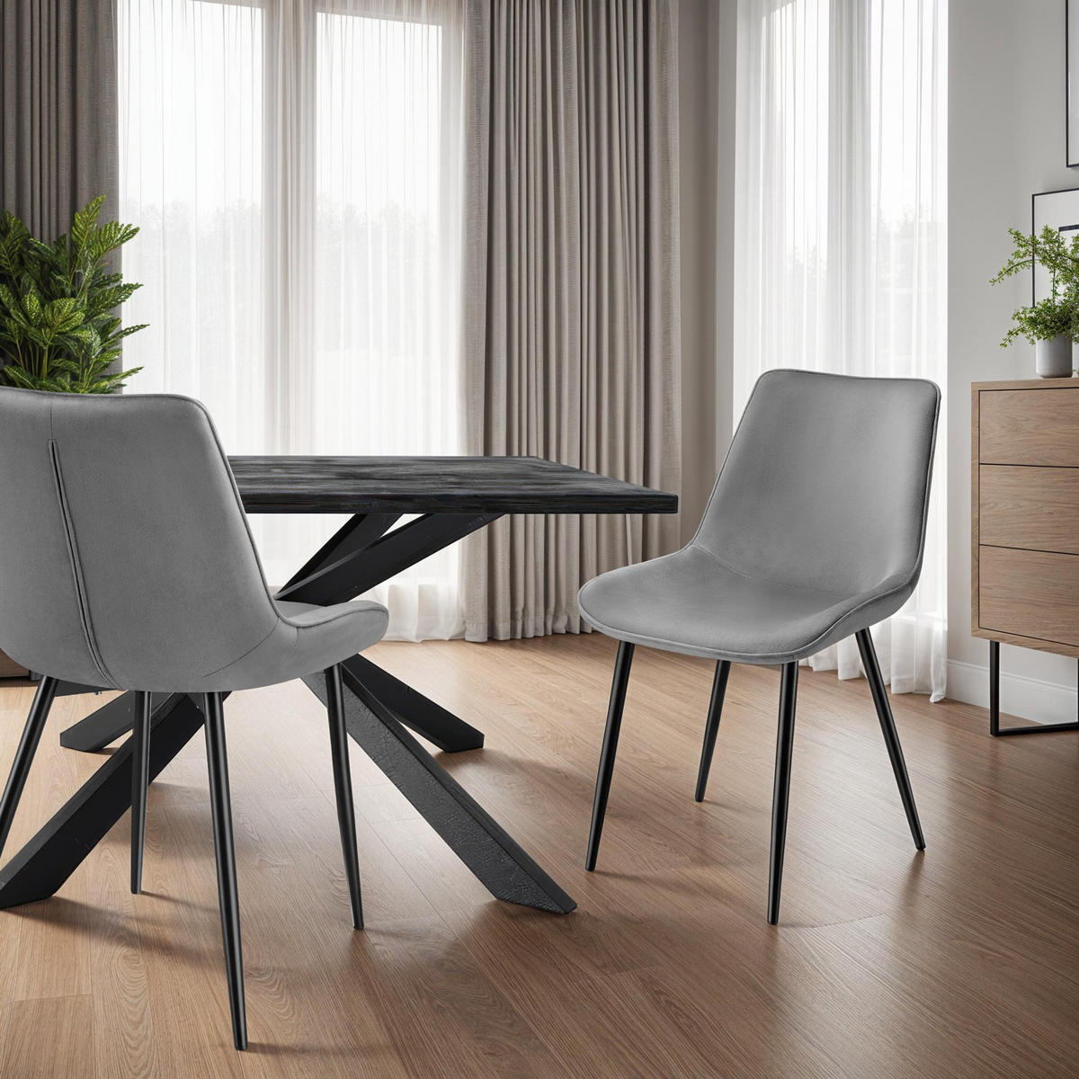 STUHL 8er Set Monroe 48 x 59 x 82 5 cm grau - Grau, Kunststoff (48/82.5/59cm) - tectake