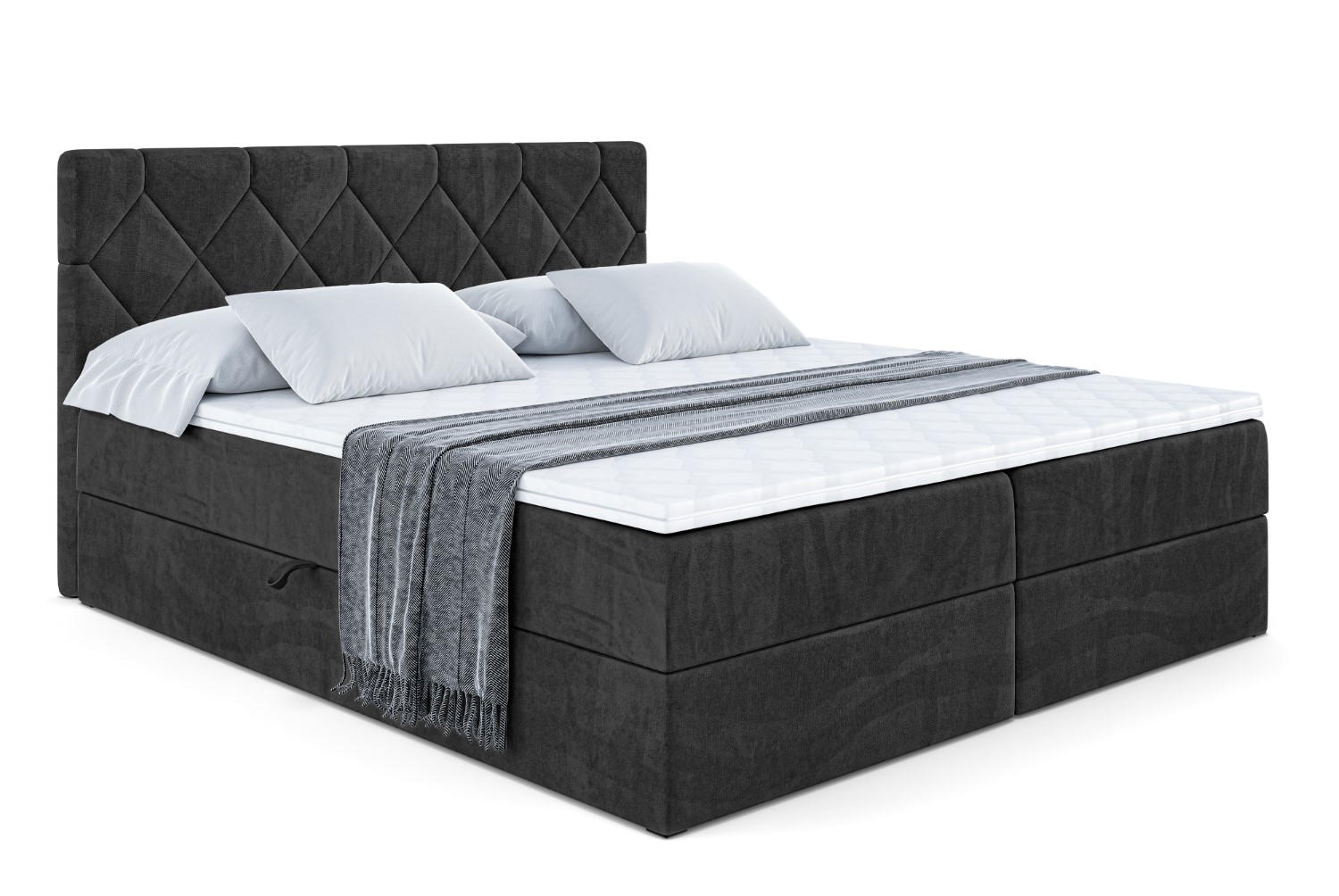BOXBETT mit Matratze H3 und Lattenrost - CATOR - 160 x 200 Schwarz - Schwarz, Holzwerkstoff (160/200cm) - ALTDECOR