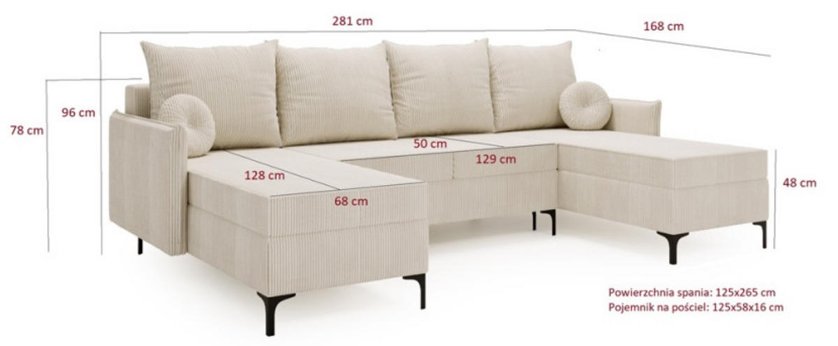 ECKSOFA Beige LEA U-Form - Beige, Textil (281/168cm) - Sepro Meble