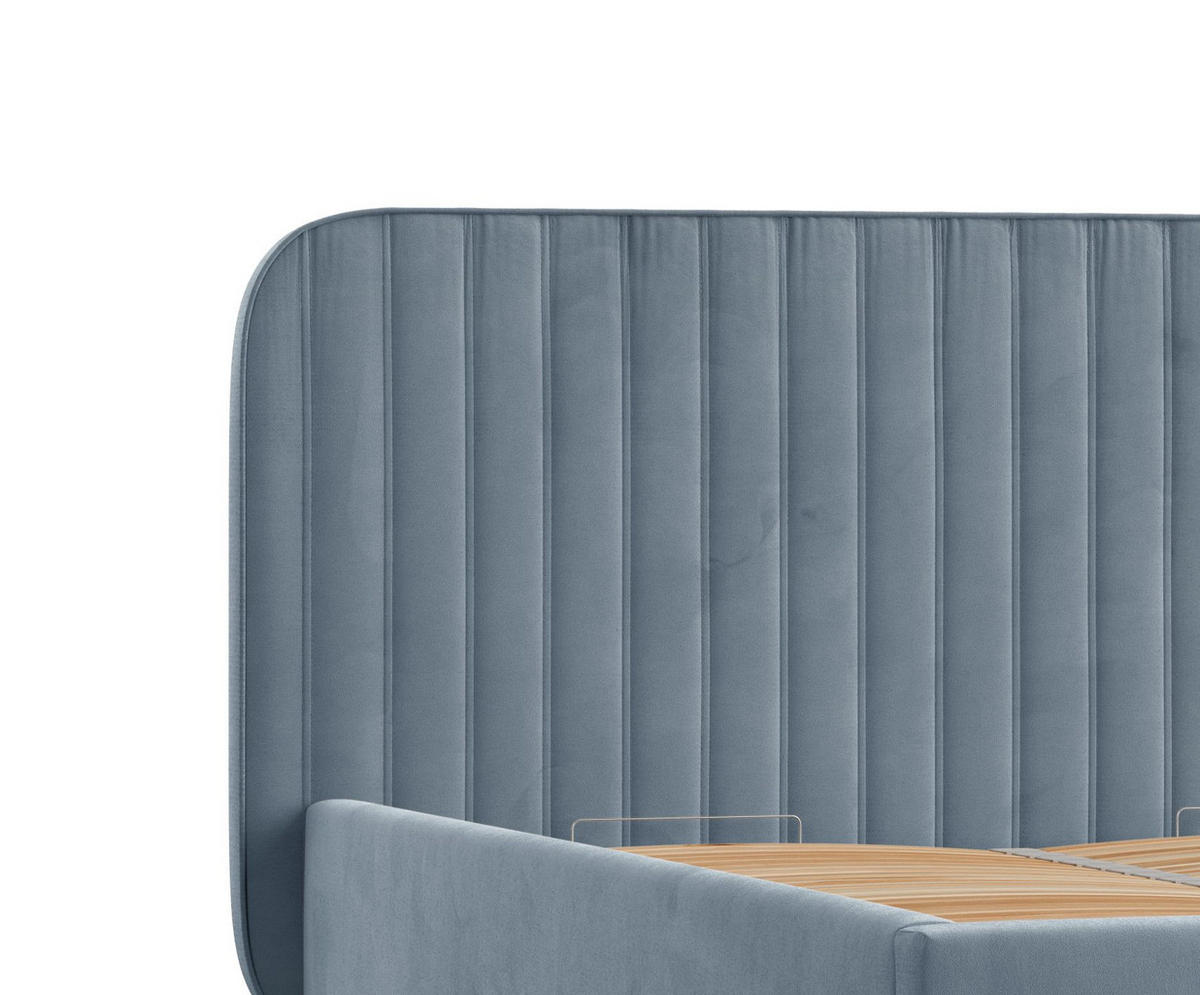 POLSTERBETT Noto Blau Grau 140/200 cm im Samtstoff - Blaugrau/Naturfarben, Holz/Holzwerkstoff (140/200cm) - Maison de Reve