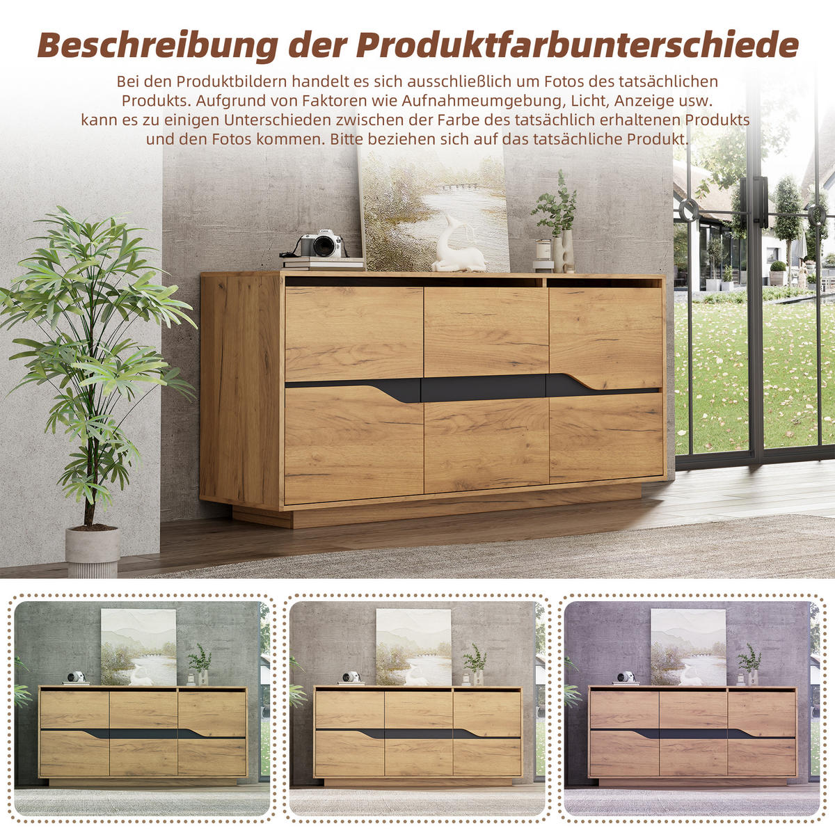 SIDEBOARD Eichefarben 140/40/70 cm - Eichefarben, Holzwerkstoff (140/70/40cm) - PANGIVO