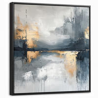 LEINWAND Bilder mit Rahmen - Kunst - Grau - Gold - Abstrakt - 50x50 - Dunkelgrau, Textil (50/50cm) - MuchoWow